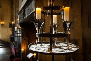 One of the candelabras in the Great Hall, next to the Fireplace.  